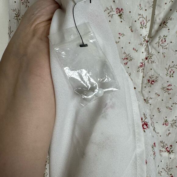 Lulus Blooming Into Love White Floral Print Long Sleeve Mini Dress Size Small - Picture 8 of 10